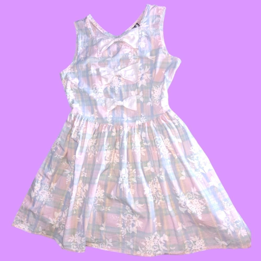Disorderly kids vintage pastel plaid and floral print dress size 12‎
